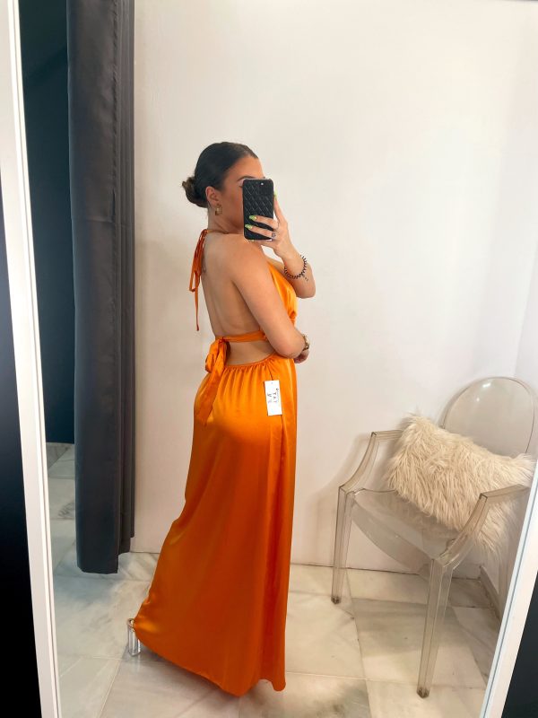 Vestido raso Emma naranja