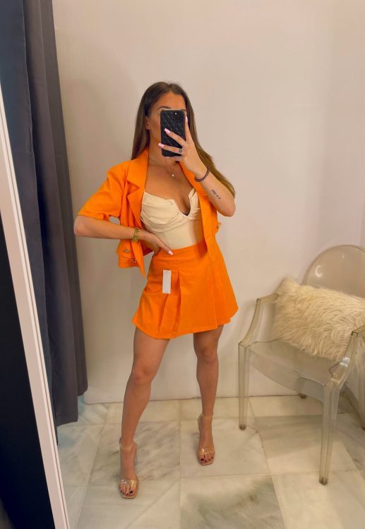 Falda pantalon lino naranja